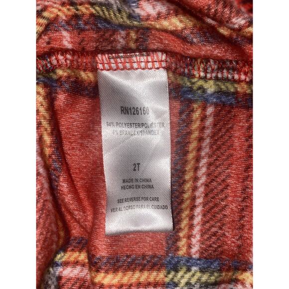 BETSEY JOHNSON 2T Red Plaid Cheetah Pajama Set Baby Girl Fleece Fall Winter - Picture 3 of 5